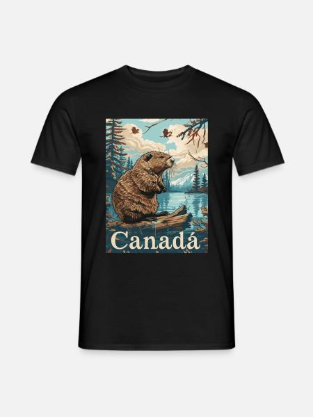 Kanadischer Biber Am Fluss In Wunderschöner - Männer T-Shirt - Schwarz
