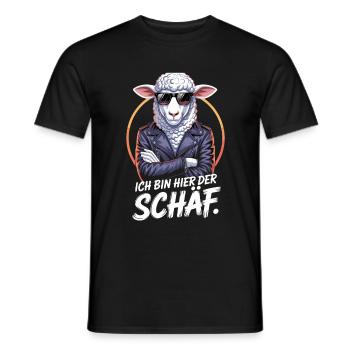 Cooles Schaf Mit Sonnenbrille Und Lederjacke - Männer T-Shirt - Schwarz - Vorne - AI Model Male 178 light (178cm)