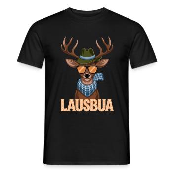Lausbua deer with sunglasses and hat - Men's T-Shirt - black - Front - AI Model Male 178 light (178cm)