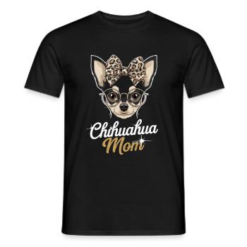 Chihuahua Mom Funny Illustration With Glasses And - Men's T-Shirt - black - Front - AI Model Male 178 light (178cm)
