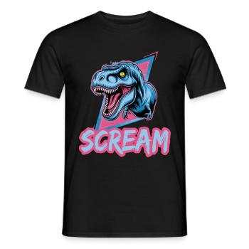 T-Rex Scream Retro Dinosaur Art - Men's T-Shirt - black - Front - AI Model Male 178 light (178cm)