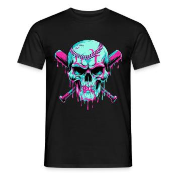 Baseball Skull Artwork for Fans - Men's T-Shirt - black - Front - AI Model Male 178 light (178cm)