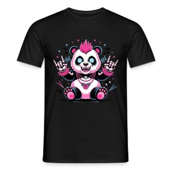 Punk Panda rocks the stage with energy and style - Men's T-Shirt - black - Front - AI Model Male 178 light (178cm)