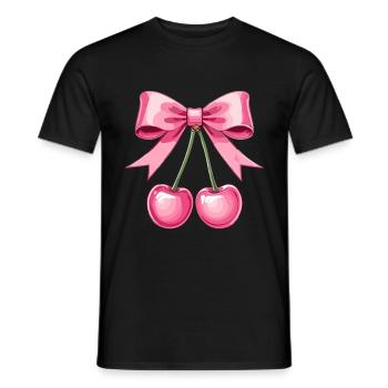 Kirschen Mit Rosa Schleife: Süßer Stil Für Deinen - Männer T-Shirt - Schwarz - Vorne - AI Model Male 178 light (178cm)