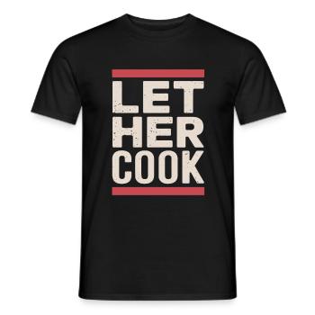 Let Her Cook Statement Design for Female Cooks - Men's T-Shirt - black - Front - AI Model Male 178 light (178cm)