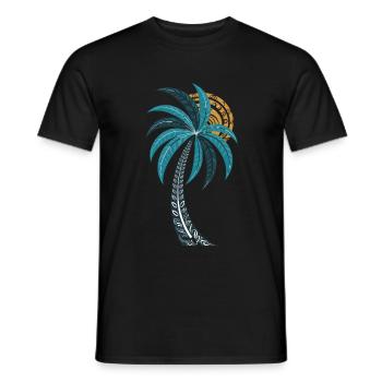 Tropische Palmen mit Mandala-Sonne für Sommer und - Männer T-Shirt - Schwarz - Vorne - AI Model Male 178 light (178cm)