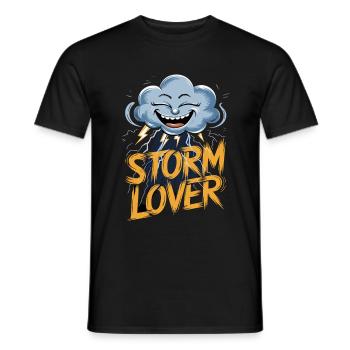 Tempête Amoureux Nuages Éclair Visage - T-shirt homme - noir - Devant - AI Model Male 178 light (178cm)