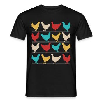 Chicken chickens cock stall animal farm farmer - Men's T-Shirt - black - Front - AI Model Male 178 light (178cm)