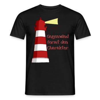 lighthouse headwind north German captain Spruch - Men's T-Shirt - black - Front - AI Model Male 178 light (178cm)