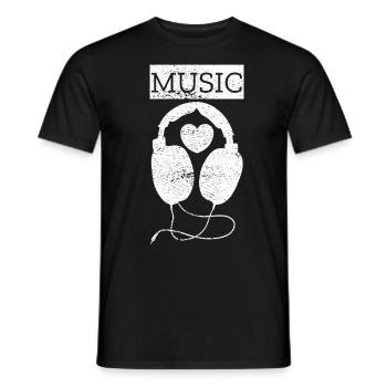 Casque musique musique coeur instrument pop rock cadeau - T-shirt homme - noir - Devant - AI Model Male 178 light (178cm)