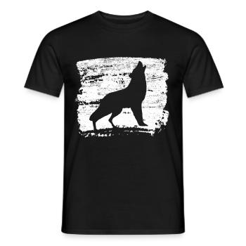 Heulender Wolf Silhouette Washed Grunge Geschenk - Männer T-Shirt - Schwarz - Vorne - AI Model Male 178 light (178cm)