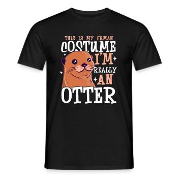 Cadeau animal mignon loutre - T-shirt homme - noir - Devant - AI Model Male 178 light (178cm)