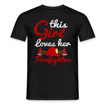 Fire department wife fire engine flashing emergency call - Men's T-Shirt - black - Front - AI Model Male 178 light (178cm)