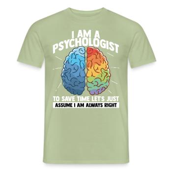 Psychology Brain Psychobilly Freud Therapist - Men's T-Shirt - sage - Front - AI Model Male 178 light (178cm)