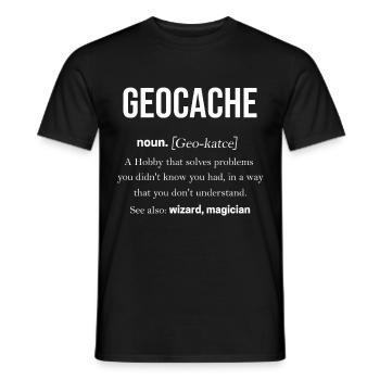 Geocache GPS Outdoor Lost place cadeau - T-shirt homme - noir - Devant - AI Model Male 178 light (178cm)