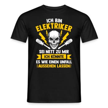 Elektriker Tshirt Handwerker Werkzeug Volt Watt - Männer T-Shirt - Schwarz - Vorne - AI Model Male 178 light (178cm)