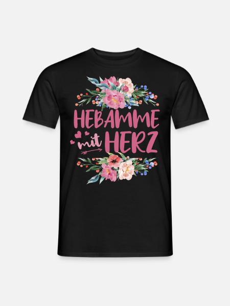 Hebamme mit Herz - Männer T-Shirt - Schwarz