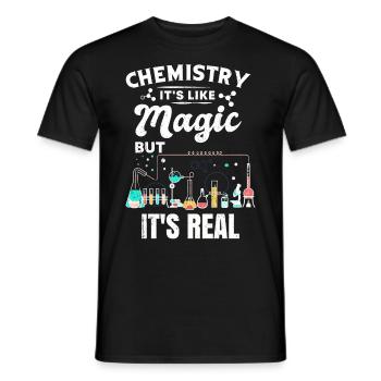 Chemistry gift chemist science molecule atom - Men's T-Shirt - black - Front - AI Model Male 178 light (178cm)
