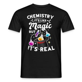 Chimie Tshirt neutron atome molécule professeur Alchimie - T-shirt homme - noir - Devant - AI Model Male 178 light (178cm)
