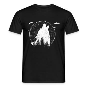 Wolf Tshirt Leader Leader Rudel Leitwolf Chef - Men's T-Shirt - black - Front - AI Model Male 178 light (178cm)