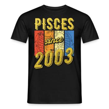 Fische 2003 Geburtstag Sternzeichen Geschenk - Männer T-Shirt - Schwarz - Vorne - AI Model Male 178 light (178cm)