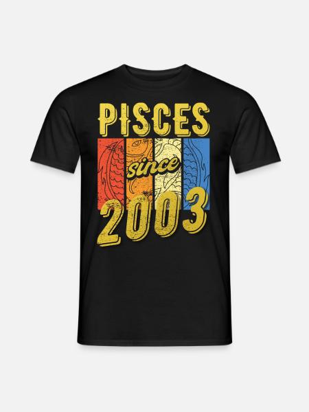 Pisces 2003 Birthday Zodiac Gift - Men's T-Shirt - black