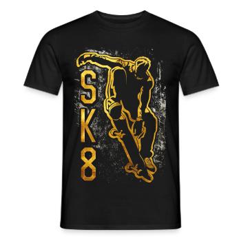 Patineur | d’or | SK8 | de skate Skateboard - T-shirt homme - noir - Devant - AI Model Male 178 light (178cm)