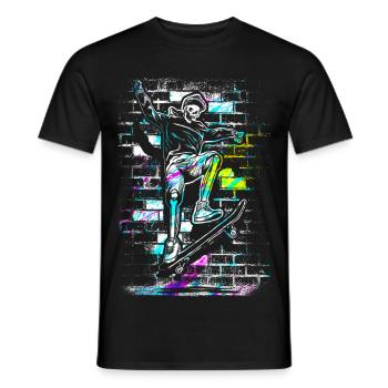 Skate - Skateboard - Skater Skull - Men's T-Shirt - black - Front - AI Model Male 178 light (178cm)