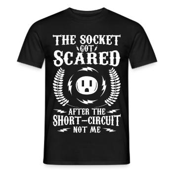 Funny electrician saying - Men's T-Shirt - black - Front - AI Model Male 178 light (178cm)