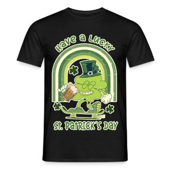 ST. Patrick's Day Skater Clover - Men's T-Shirt - black - Front - AI Model Male 178 light (178cm)
