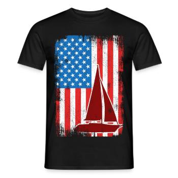 4th of July Sailing USA - Men's T-Shirt - black - Front - AI Model Male 178 light (178cm)