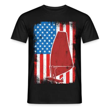 USA Patriotic Windsurfer - Men's T-Shirt - black - Front - AI Model Male 178 light (178cm)