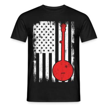USA Patriotischer Banjospieler - Männer T-Shirt - Schwarz - Vorne - AI Model Male 178 light (178cm)