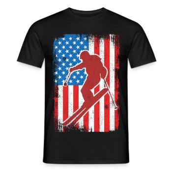 USA Patriotischer Skifahrer - Männer T-Shirt - Schwarz - Vorne - AI Model Male 178 light (178cm)