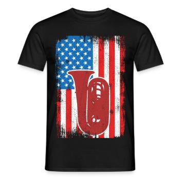 Tubaspieler US Flagge - Männer T-Shirt - Schwarz - Vorne - AI Model Male 178 light (178cm)