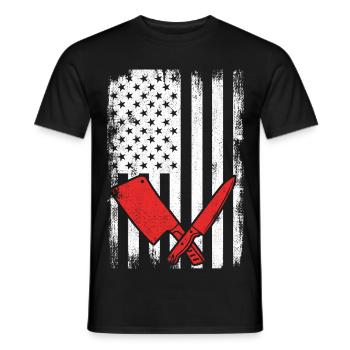 4th of July USA Butcher - Men's T-Shirt - black - Front - AI Model Male 178 light (178cm)