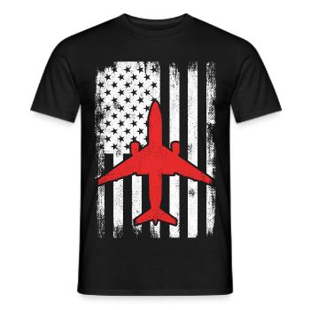 USA Patriotischer Flugzeugliebhaber - Männer T-Shirt - Schwarz - Vorne - AI Model Male 178 light (178cm)