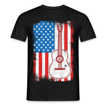 US Flagge Gitarrist - Männer T-Shirt - Schwarz - Vorne - AI Model Male 178 light (178cm)