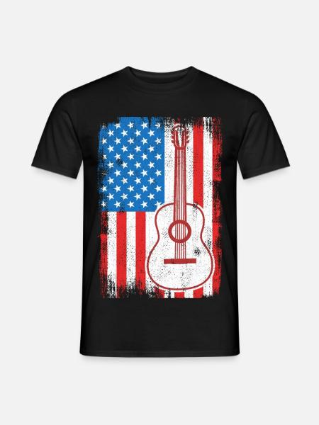 U.S. Flag Guitarist - Men's T-Shirt - black