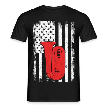 4th of July USA Tuba - Men's T-Shirt - black - Front - AI Model Male 178 light (178cm)