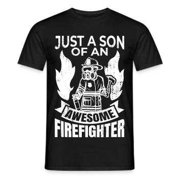 Firefighter Son - Men's T-Shirt - black - Front - AI Model Male 178 light (178cm)
