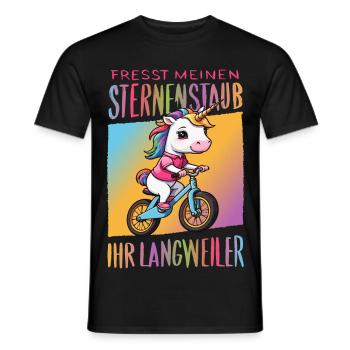 Süßes Einhorn auf Fahrrad - Männer T-Shirt - Schwarz - Vorne - AI Model Male 178 light (178cm)