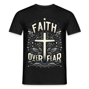 Conception de la Croix de la Foi avant la Peur - T-shirt homme - noir - Devant - AI Model Male 178 light (178cm)