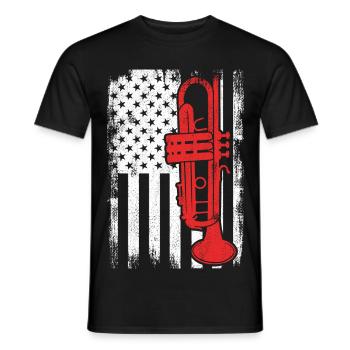 Drapeau Trumpet USA - T-shirt homme - noir - Devant - AI Model Male 178 light (178cm)