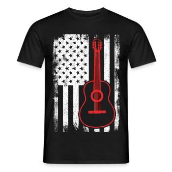 4th of July Guitar United States - Men's T-Shirt - black - Front - AI Model Male 178 light (178cm)