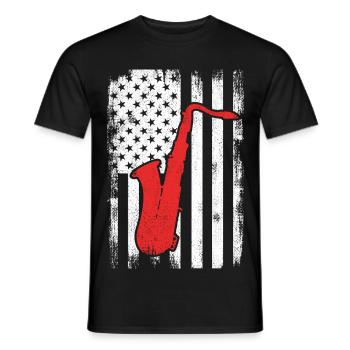 Patriotischer US Saxophonist - Männer T-Shirt - Schwarz - Vorne - AI Model Male 178 light (178cm)