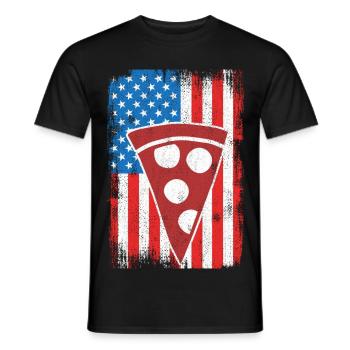 4th of July US Pizza - Men's T-Shirt - black - Front - AI Model Male 178 light (178cm)