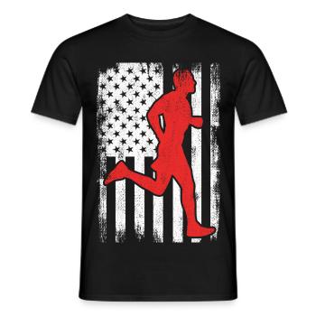 Patriotischer US Läufer - Männer T-Shirt - Schwarz - Vorne - AI Model Male 178 light (178cm)