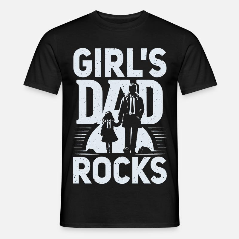 Mädchen Papa rockt Silhouette Design - Männer T-Shirt - Schwarz