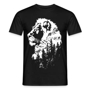 Lion Nature Forest Mountains Lion Head - Men's T-Shirt - black - Front - AI Model Male 178 light (178cm)